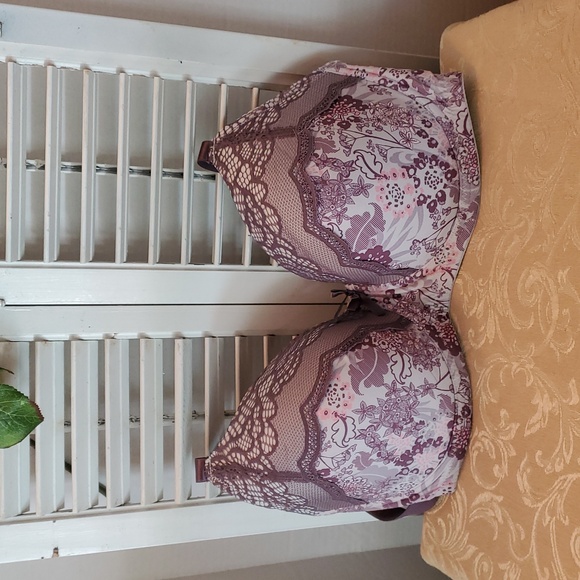 Black Bow Floral Lace Underwire Bra, Size 38 D - Picture 3 of 8